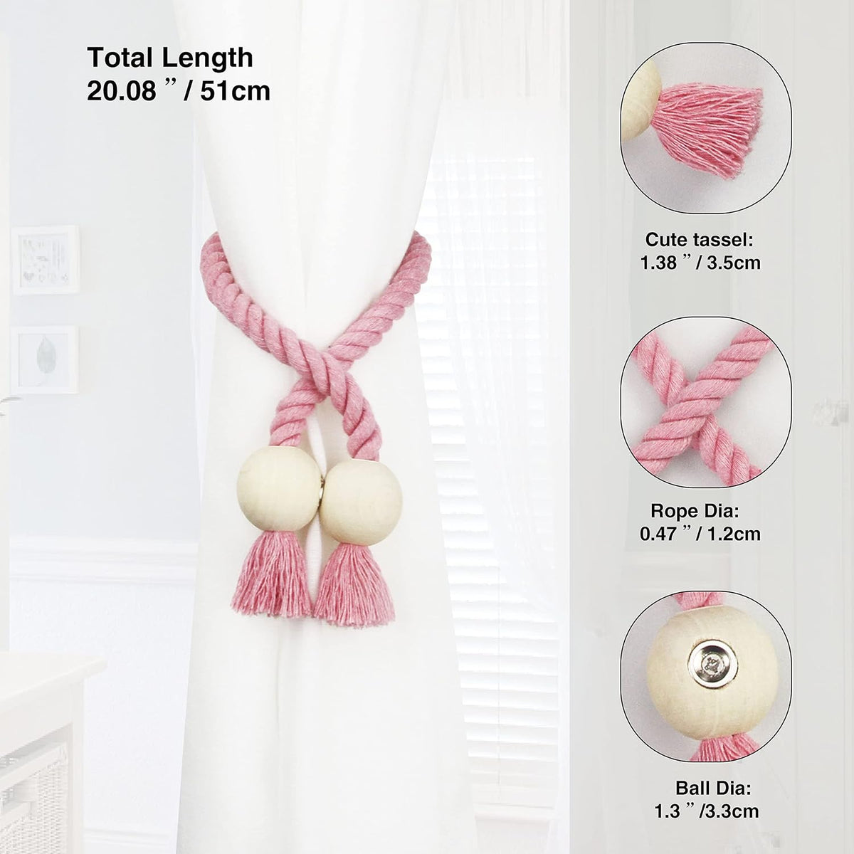 Magnetic Curtain Tiebacks Decorative Tie Back Drapes Holdbacks Nieffeiy