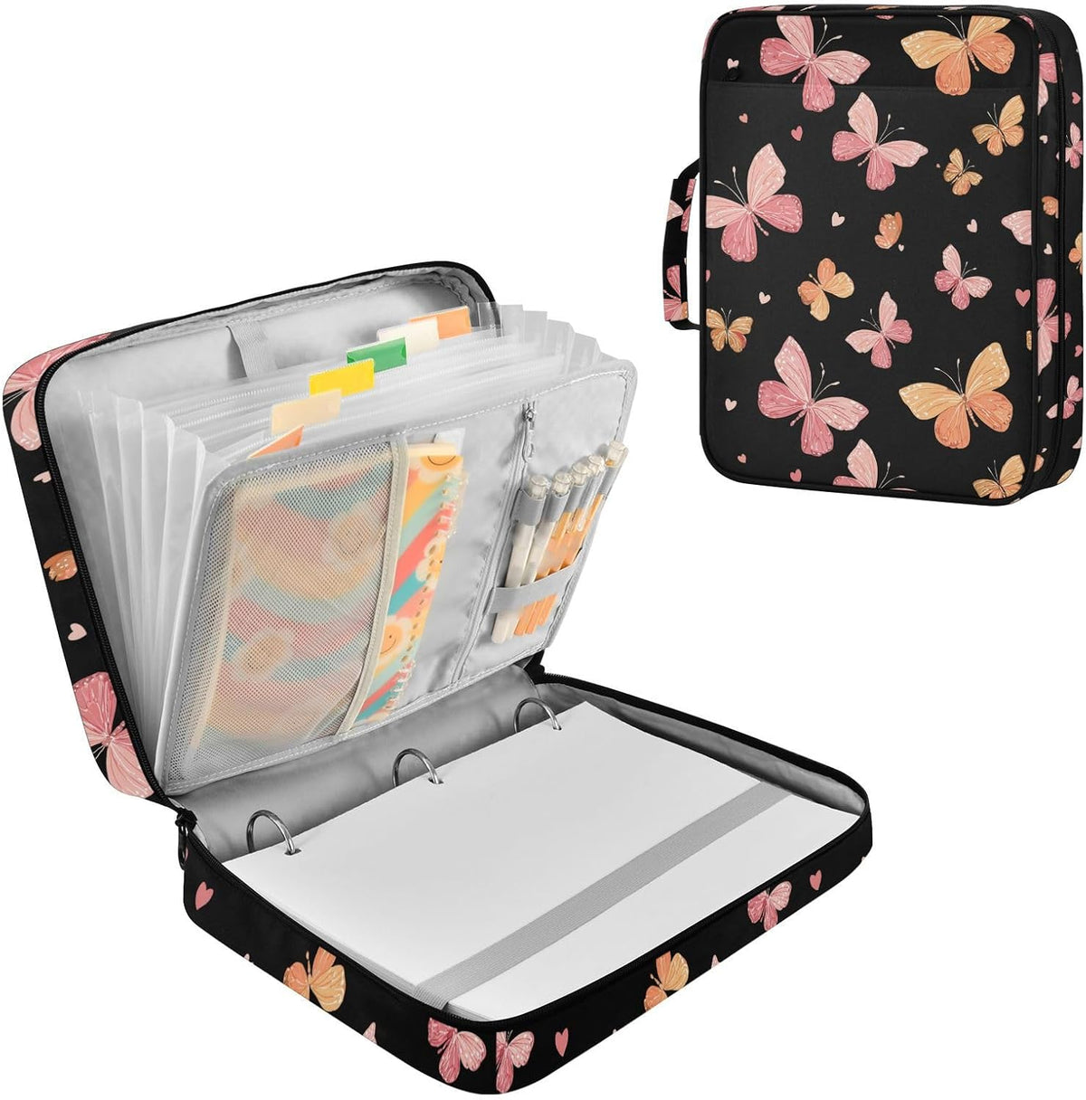 Simple Pastel Pink Peach Expandable Filing Folder Trapper Keeper Binder for School Student Office