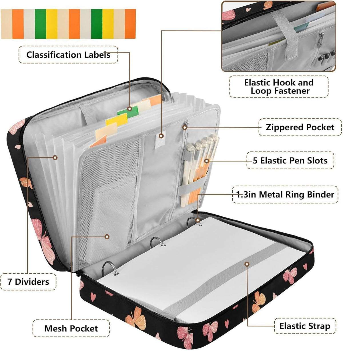 Simple Pastel Pink Peach Expandable Filing Folder Trapper Keeper Binder for School Student Office