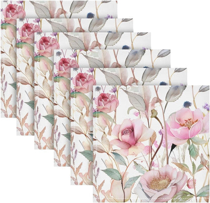 Cloth Napkins 20x20 Inch,Pink Wildflowers Floral Dinner Napkins Set of 4 Washable Table Napkins Cloth for Party Wedding Decoration