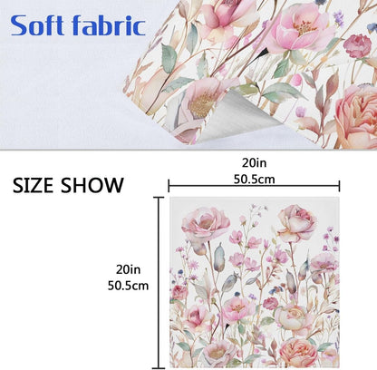 Cloth Napkins 20x20 Inch,Pink Wildflowers Floral Dinner Napkins Set of 4 Washable Table Napkins Cloth for Party Wedding Decoration