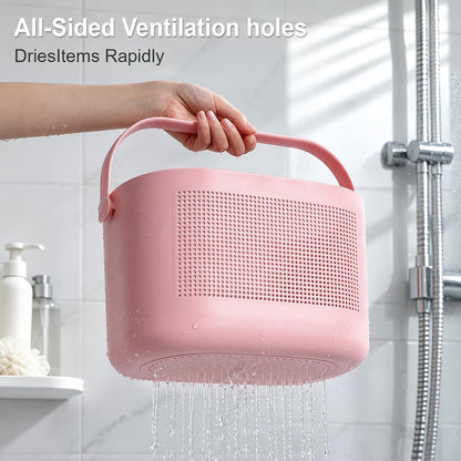 Plastic Portable Shower Caddy Basket, Storage Organizer with Handle, Pink