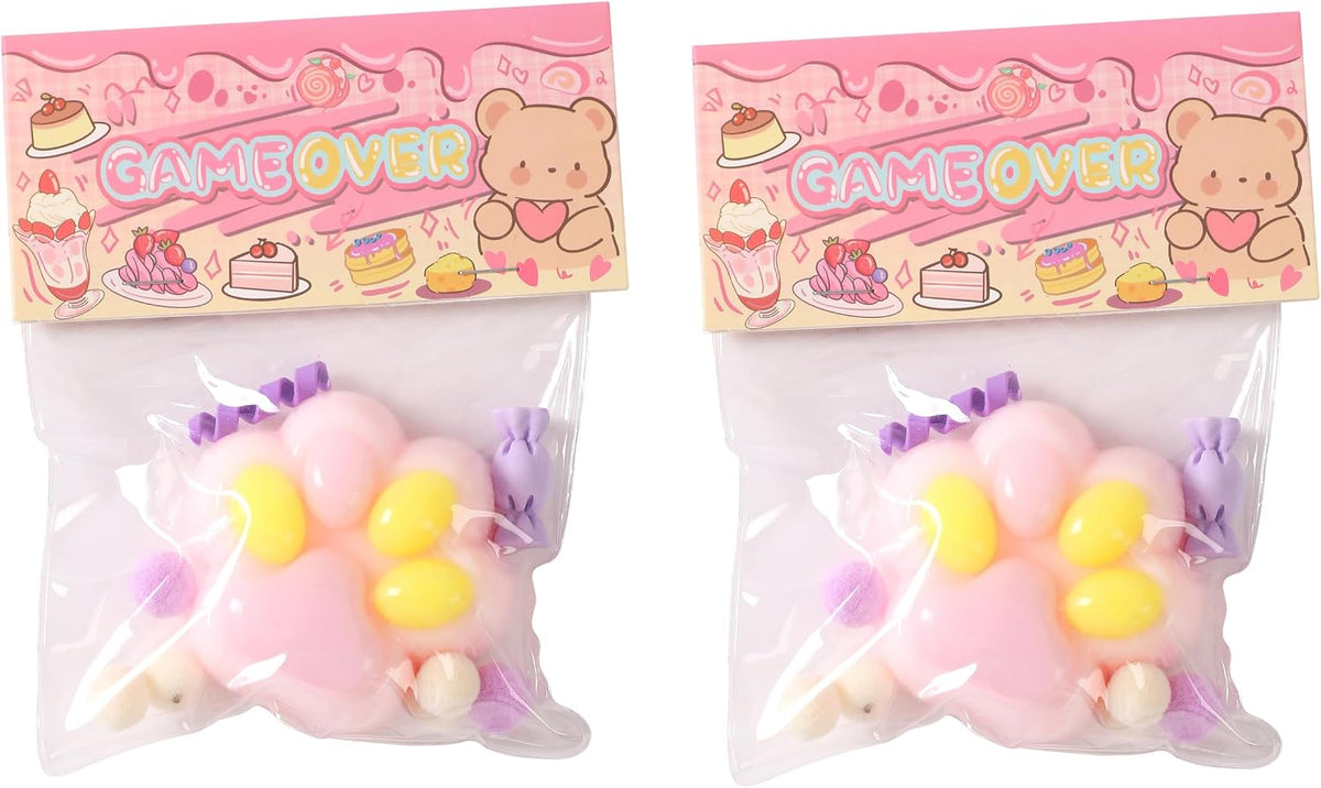2PCS Taba Squishy Cat Paw Squeeze Toys,Sensory Fidget Toy for Your Best Mellow and Chill,Birthday Gift, Squishy Toys for Adults (Taro Puree Purple-2PCS)