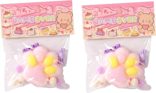 2PCS Taba Squishy Cat Paw Squeeze Toys,Sensory Fidget Toy for Your Best Mellow and Chill,Birthday Gift, Squishy Toys for Adults (Taro Puree Purple-2PCS)