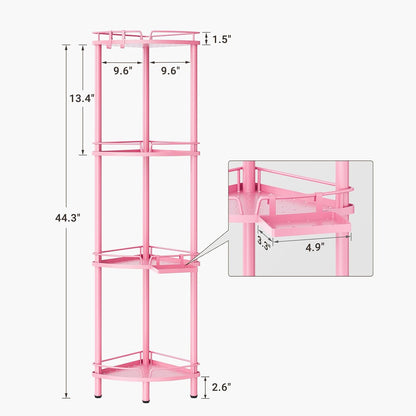 Corner Shower Caddy Standing, 4 Tier Metal Shower Organizer, Pink