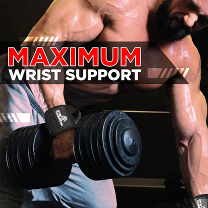 Wrist Wraps - 18-Inch Premium Support Wraps with Thumb Loop for Powerlifting, Bodybuilding, CrossFit & Shot Put (1 Pair)