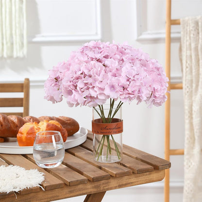 65PCS Peach Pink Artificial Hydrangea Flowers Bulk with Stems, Silk Faux Hydrangea Heads for Garden Party DIY