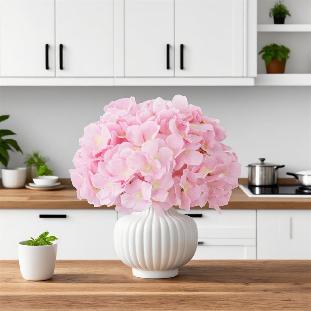 65PCS Peach Pink Artificial Hydrangea Flowers Bulk with Stems, Silk Faux Hydrangea Heads for Garden Party DIY