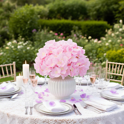 65PCS Peach Pink Artificial Hydrangea Flowers Bulk with Stems, Silk Faux Hydrangea Heads for Garden Party DIY