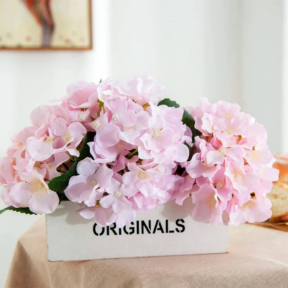 65PCS Peach Pink Artificial Hydrangea Flowers Bulk with Stems, Silk Faux Hydrangea Heads for Garden Party DIY