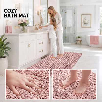 Bathroom Rugs Pink 24x17,Extra Soft Absorbent Chenille Bath Rugs