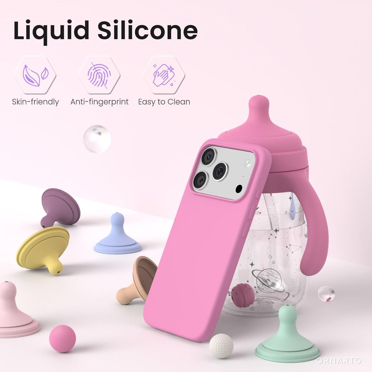 for iPhone 17 Pro Case 6.3", Slim Liquid Silicone,Peach Pink