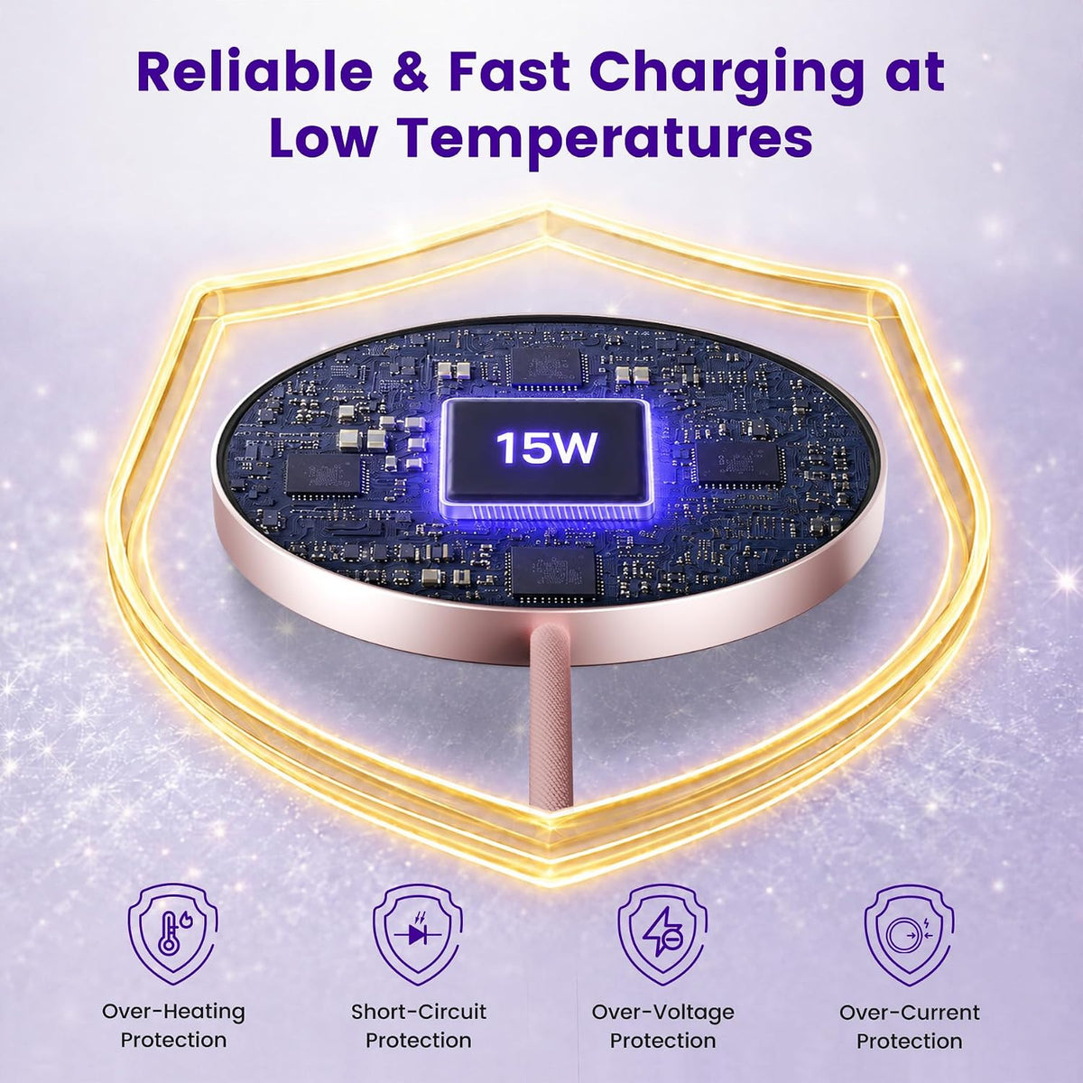 15W Wireless Charger for Apple MagSafe Charger, Magnetic Fast Charging Pad