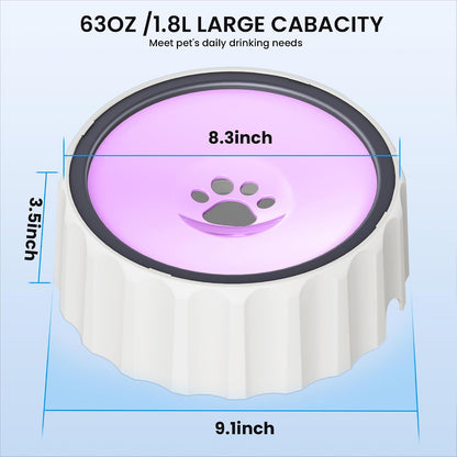 Dog Small Animals Water Bowl No Spill 70oz/2L Large Capacity Dispenser Non Slip No Splash Small Animals Bowl Pet Slow Feeder No Drip Dog Water Bowl on Vehicle for Dogs and Cats - Pink