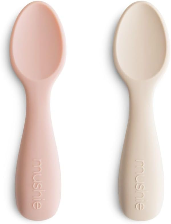 Silicone Toddler Starter Spoons | 2 Pack (Blush/Shifting Sand)