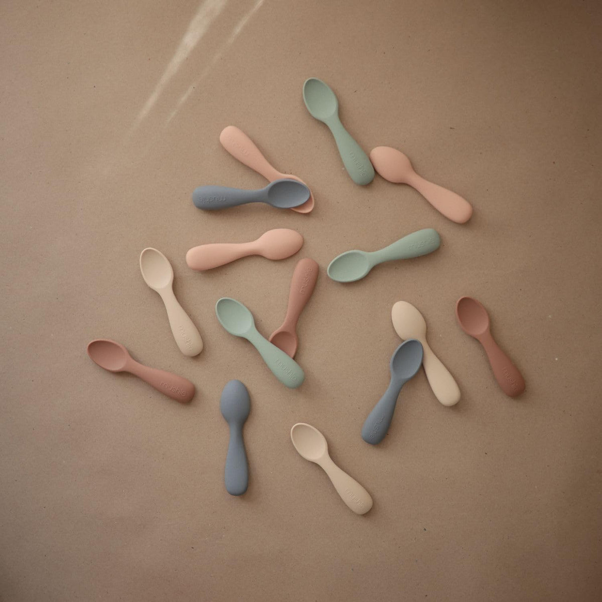Silicone Toddler Starter Spoons | 2 Pack (Blush/Shifting Sand)
