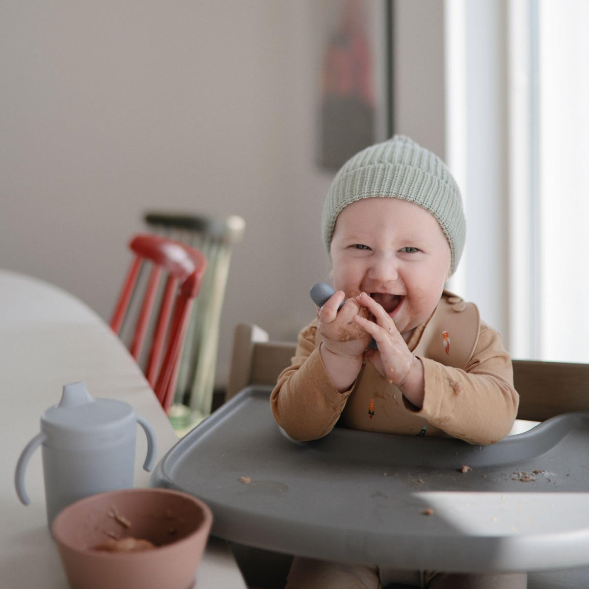 Silicone Toddler Starter Spoons | 2 Pack (Blush/Shifting Sand)