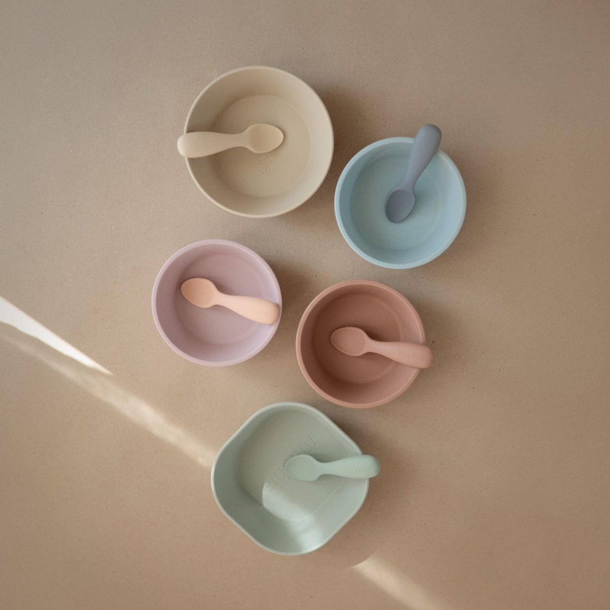 Silicone Toddler Starter Spoons | 2 Pack (Blush/Shifting Sand)