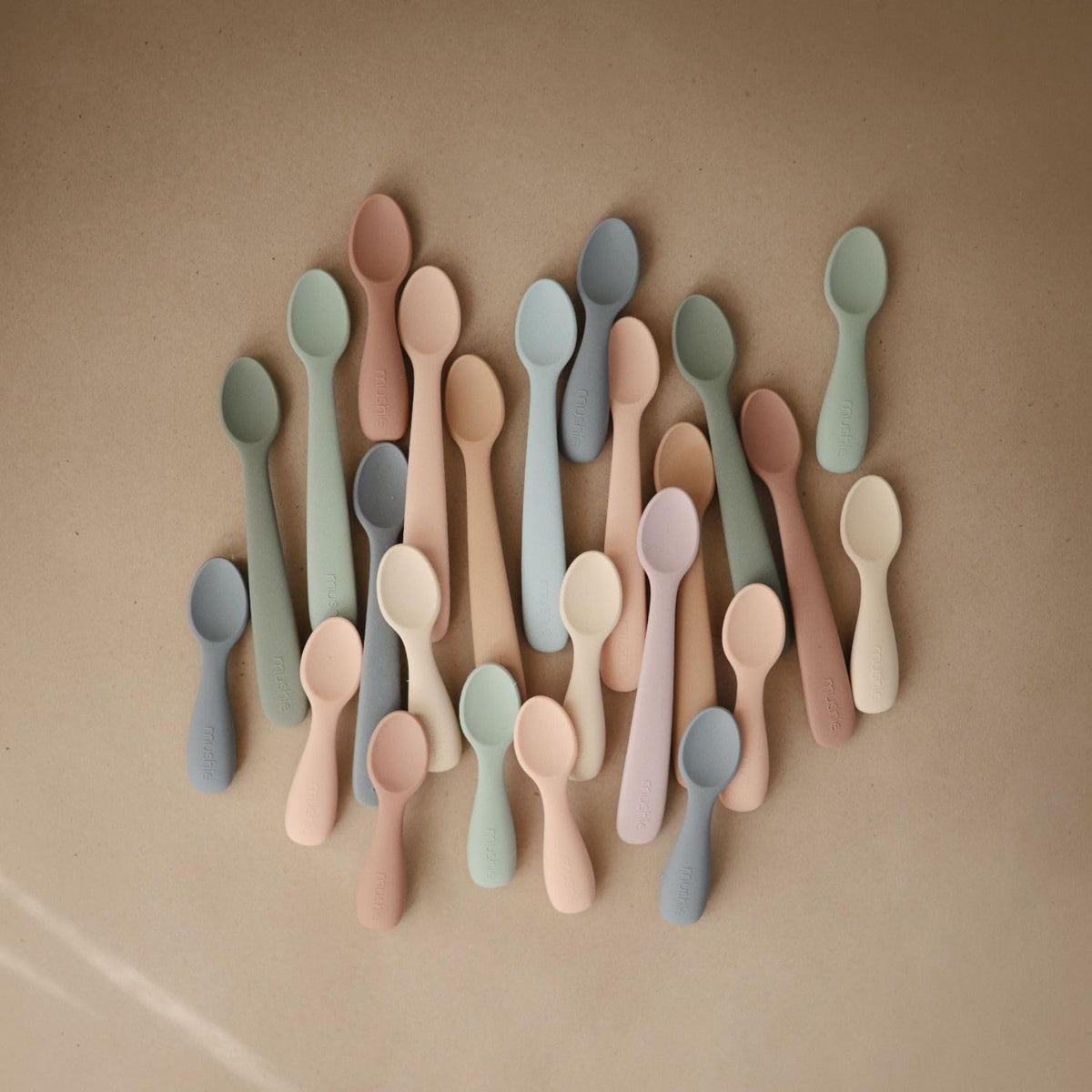 Silicone Toddler Starter Spoons | 2 Pack (Blush/Shifting Sand)