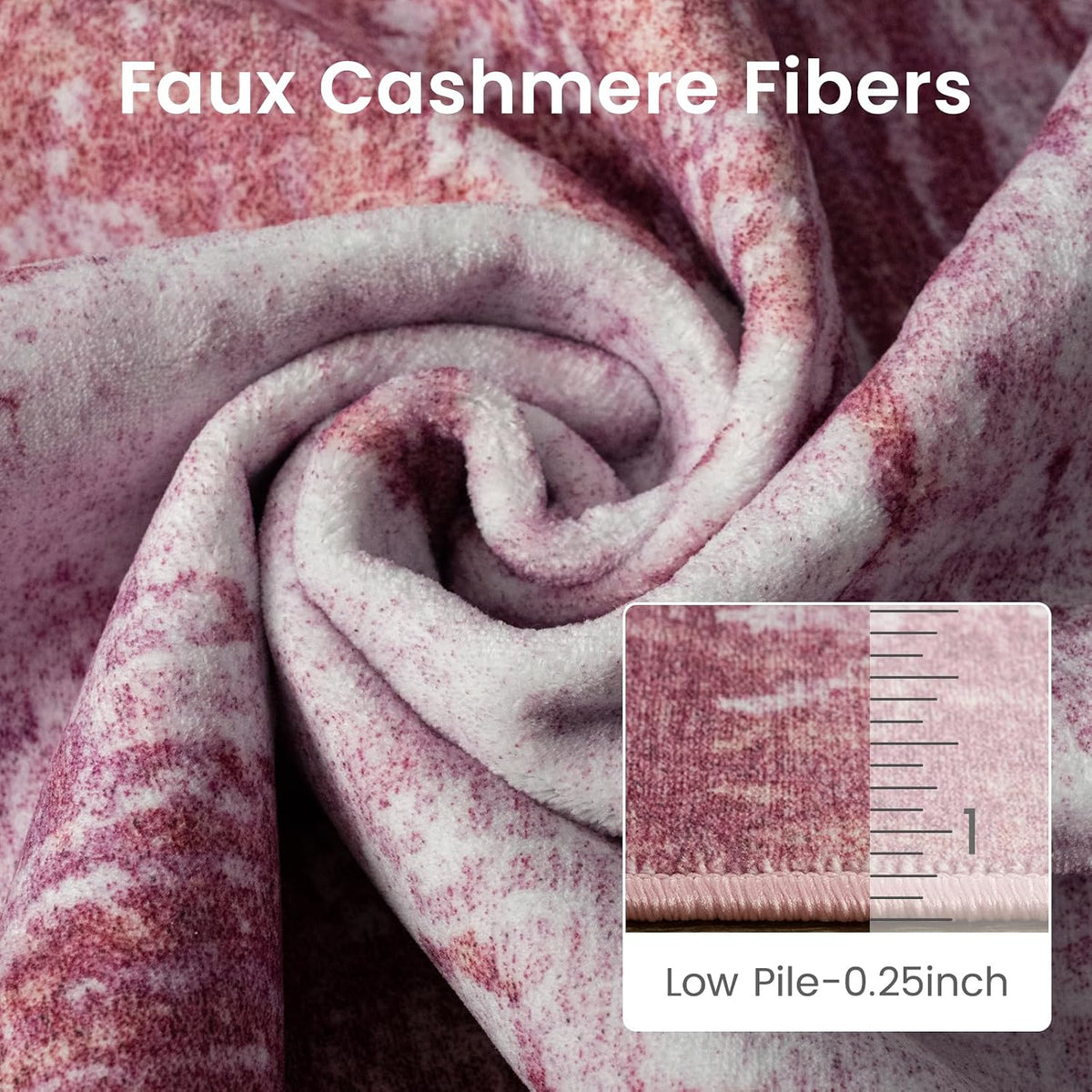 5x7 Pink Washable Area Rug Non-Slip Faux Wool Abstract Rug