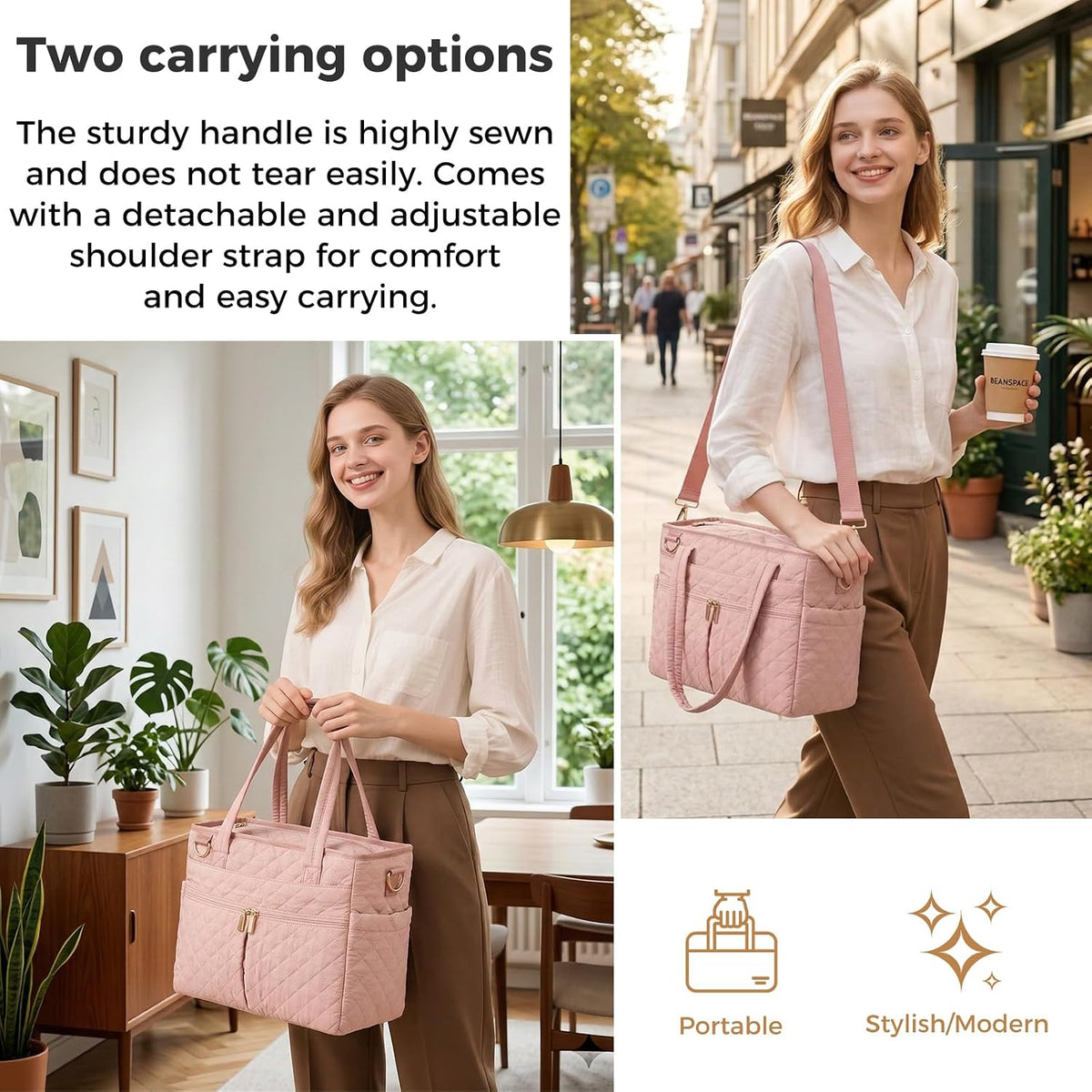Large Lunch Box for Women, Insulated Lunch Bag for Work, Pink