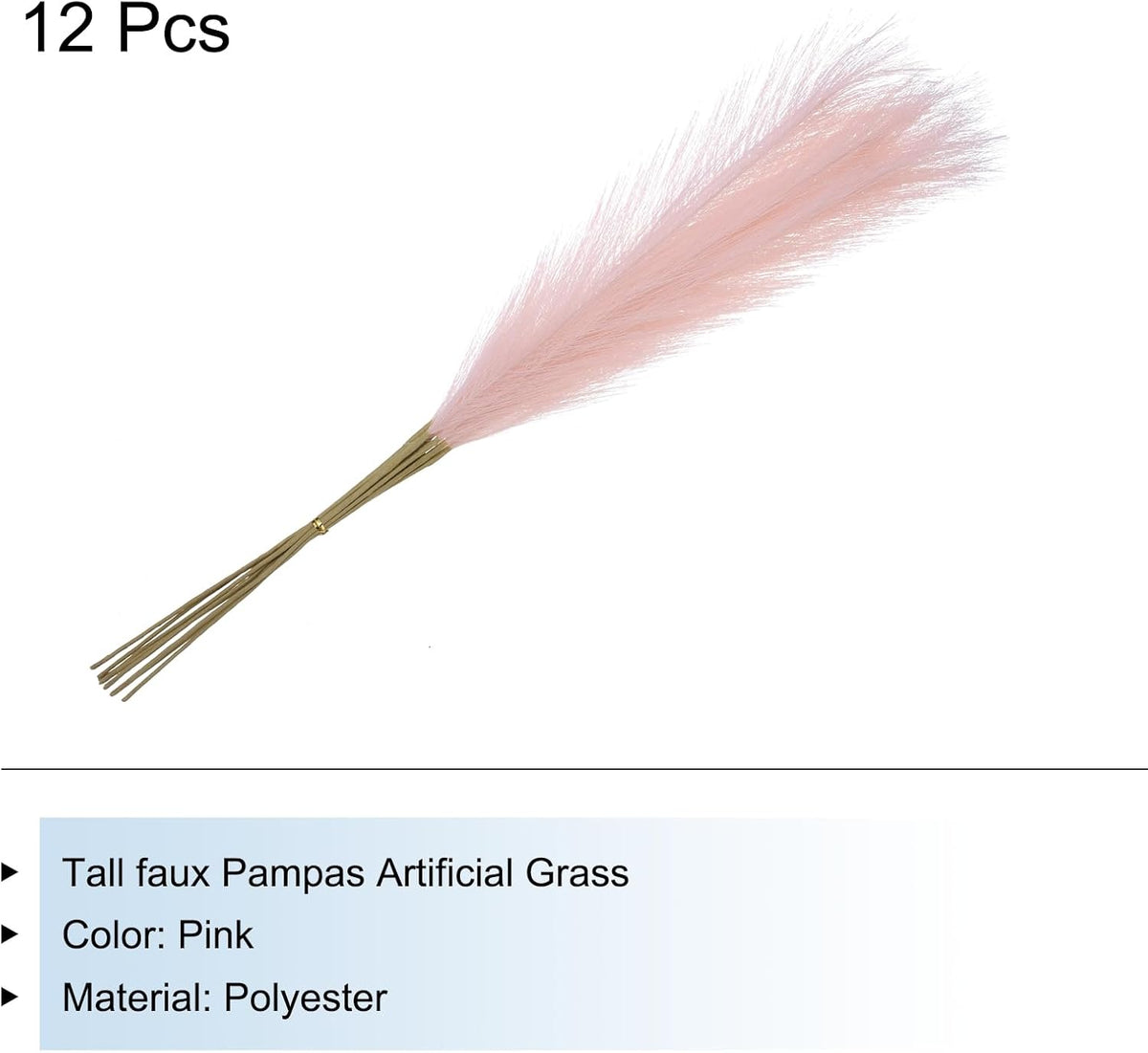 12Pcs Faux Pampas Grass,21"/55cm Fluffy Fake Pampas Grass Decor Tall Artificial Pampas Grass for Living Room Party Wall Vase Wedding Decoration,Pink