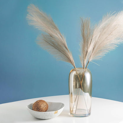 12Pcs Faux Pampas Grass,21"/55cm Fluffy Fake Pampas Grass Decor Tall Artificial Pampas Grass for Living Room Party Wall Vase Wedding Decoration,Pink