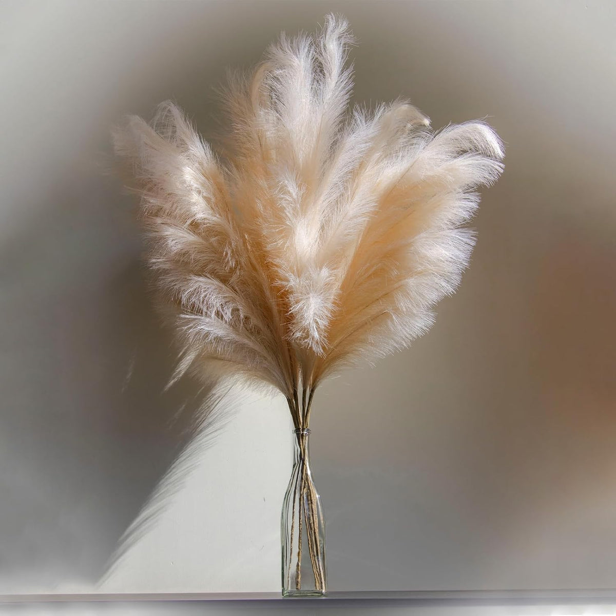12Pcs Faux Pampas Grass,21"/55cm Fluffy Fake Pampas Grass Decor Tall Artificial Pampas Grass for Living Room Party Wall Vase Wedding Decoration,Pink