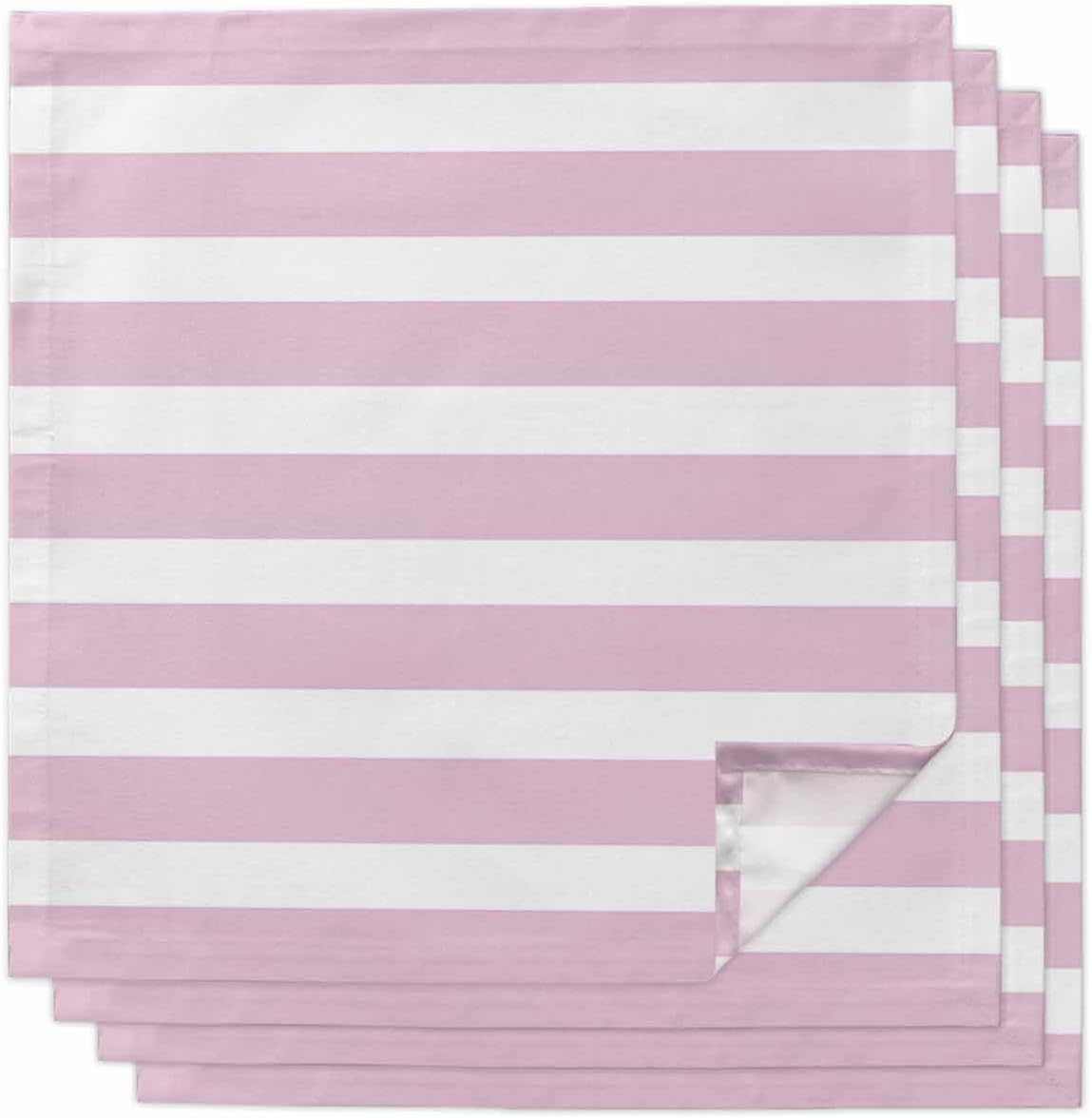 Cloth Napkins Set of 4pcs, Modern Striped Lines Dinner Napkins Cloth Washable Reusable Napkin for Wedding Holiday Party Dinner Table Decor Pink and White