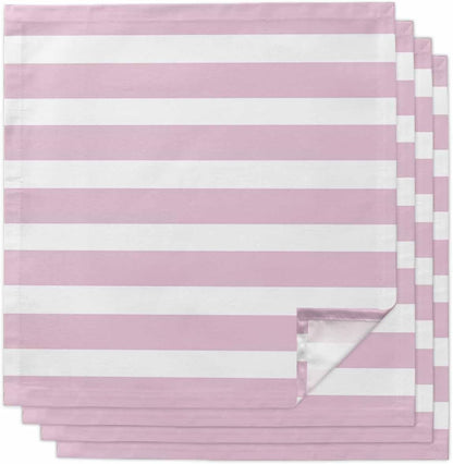 Cloth Napkins Set of 4pcs, Modern Striped Lines Dinner Napkins Cloth Washable Reusable Napkin for Wedding Holiday Party Dinner Table Decor Pink and White