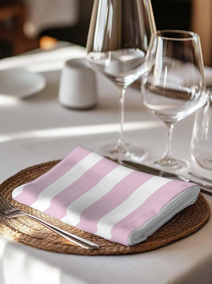 Cloth Napkins Set of 4pcs, Modern Striped Lines Dinner Napkins Cloth Washable Reusable Napkin for Wedding Holiday Party Dinner Table Decor Pink and White