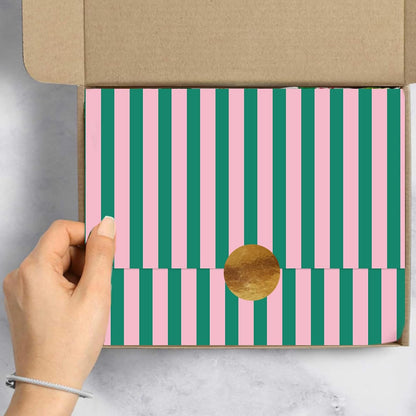 100 Sheets Stripe Gift Wrapping Paper Pink Green Stripe Decorative Art Tissue for DIY Crafts Holiday Wedding Baby Shower Birthday Party, 14 x 20 Inch