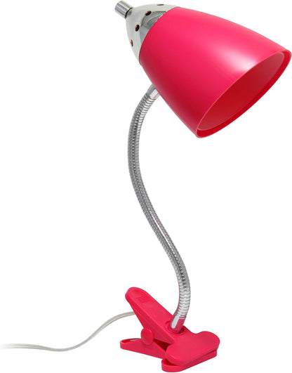 LD2001-PNK Flossy Flexible Gooseneck Desk Lamp Clip Light, for Desks, Nightstands, Reading, Pink