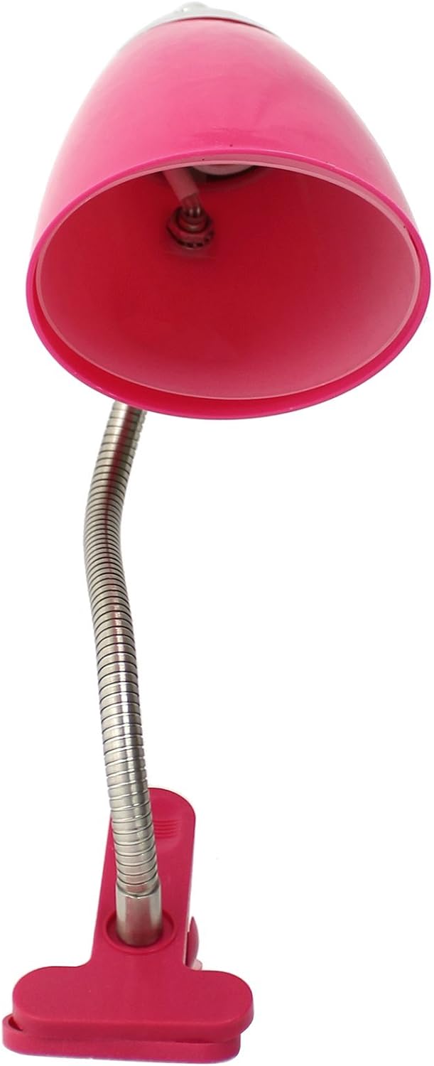 LD2001-PNK Flossy Flexible Gooseneck Desk Lamp Clip Light, for Desks, Nightstands, Reading, Pink