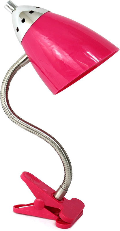 LD2001-PNK Flossy Flexible Gooseneck Desk Lamp Clip Light, for Desks, Nightstands, Reading, Pink