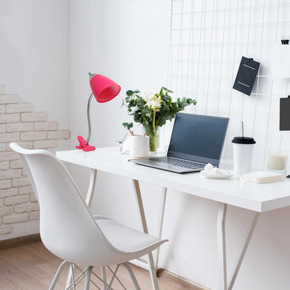 LD2001-PNK Flossy Flexible Gooseneck Desk Lamp Clip Light, for Desks, Nightstands, Reading, Pink