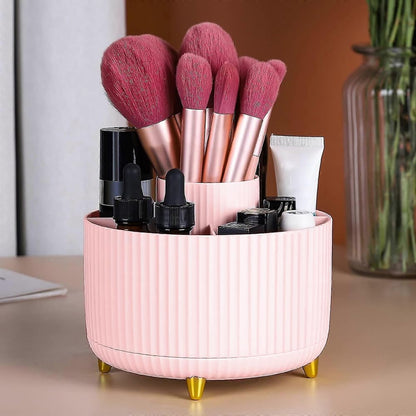 Makeup Brush Organiser - Large Compartment Cosmetic Organizer -Eyeliner, Nail Polish, Art Supply, Bathroom Vanity Desktop Organizer (Pink)