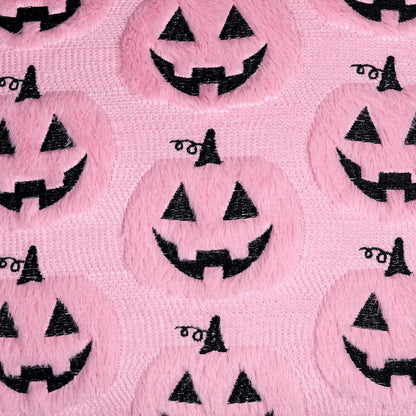 Halloween Pumpkin Decorative Pillow Covers 18x18 Set of 2, Pink Soft Plush Faux Fur Farmhouse Throw Cushion Cases for Fall Autumn Holiday Home Decorations