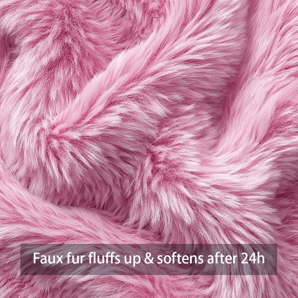 Halloween Pumpkin Decorative Pillow Covers 18x18 Set of 2, Pink Soft Plush Faux Fur Farmhouse Throw Cushion Cases for Fall Autumn Holiday Home Decorations