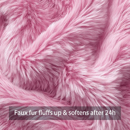 Halloween Pumpkin Decorative Pillow Covers 18x18 Set of 2, Pink Soft Plush Faux Fur Farmhouse Throw Cushion Cases for Fall Autumn Holiday Home Decorations