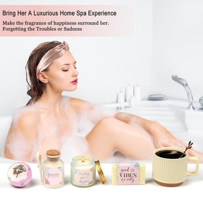 Pink Birthday Care Package for Women Teen Girls, Get Well Soon Spa Gift Baskets for Women, Womens Relaxation Self Care Thinking of You Gifts Box for Mom Sister Friends Her