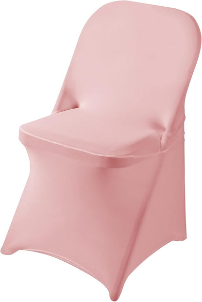 20 Pack Dusty Pink Spandex Folding Chair Covers in Stretch Washable Fabric for Wedding, Party,Holidays,Celebration and Other Special Events