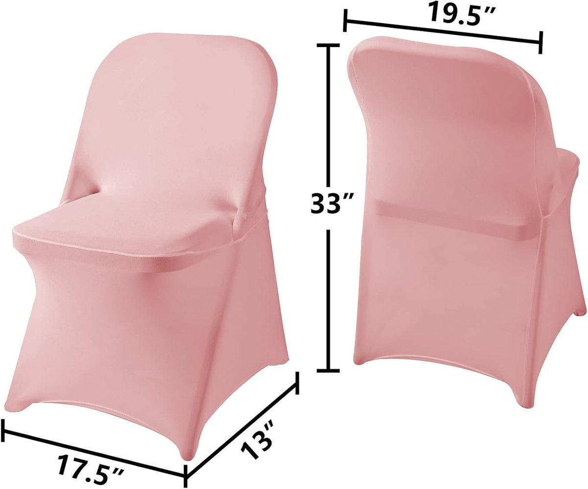 20 Pack Dusty Pink Spandex Folding Chair Covers in Stretch Washable Fabric for Wedding, Party,Holidays,Celebration and Other Special Events