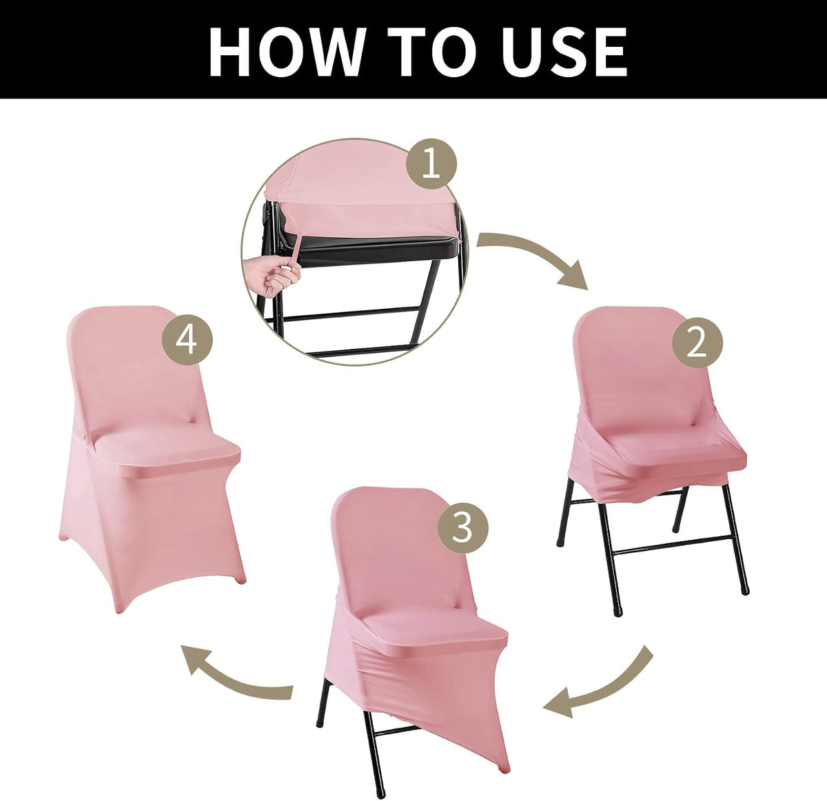 20 Pack Dusty Pink Spandex Folding Chair Covers in Stretch Washable Fabric for Wedding, Party,Holidays,Celebration and Other Special Events