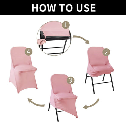 20 Pack Dusty Pink Spandex Folding Chair Covers in Stretch Washable Fabric for Wedding, Party,Holidays,Celebration and Other Special Events