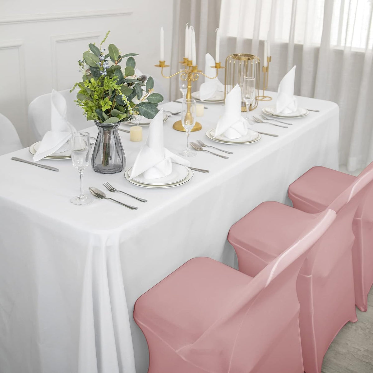 20 Pack Dusty Pink Spandex Folding Chair Covers in Stretch Washable Fabric for Wedding, Party,Holidays,Celebration and Other Special Events