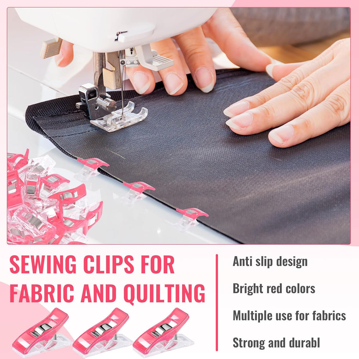 200Pcs Pink Sewing Clips Plastic Fabric Clips for Sewing Quilting Clips for Crafting Tools