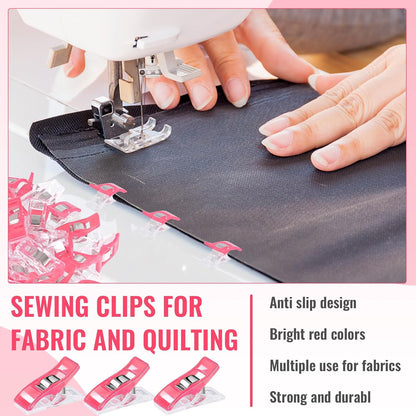 200Pcs Pink Sewing Clips Plastic Fabric Clips for Sewing Quilting Clips for Crafting Tools