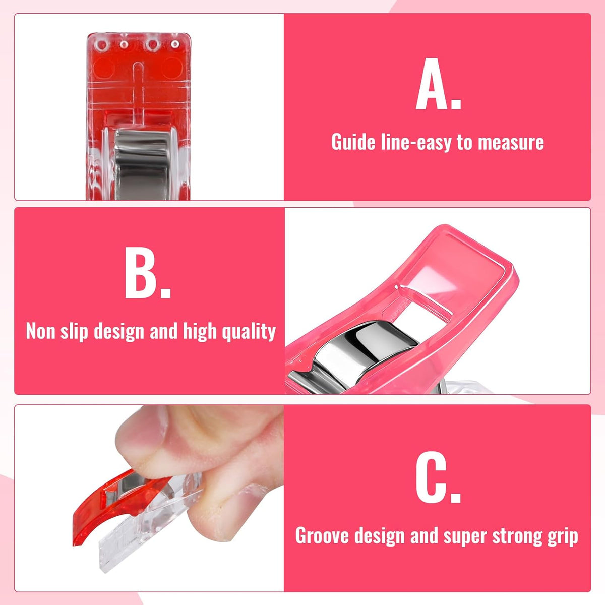 200Pcs Pink Sewing Clips Plastic Fabric Clips for Sewing Quilting Clips for Crafting Tools