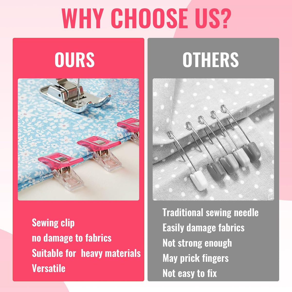 200Pcs Pink Sewing Clips Plastic Fabric Clips for Sewing Quilting Clips for Crafting Tools